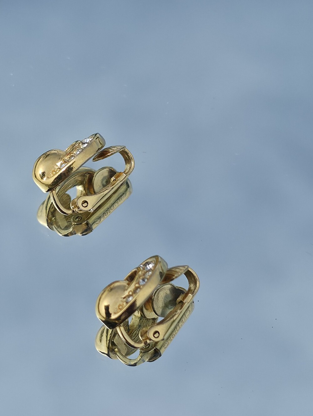 Authentic Vintage Christian Dior Gold Tone Rhinestone Clip-On Earrings - Picture 8 of 14